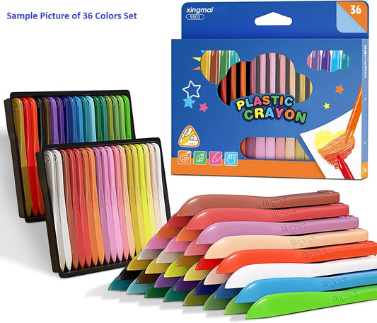 Plastic Crayons Set 12 Vibrant Colours - Triangular Non-Toxic Washable Erasable Wax Crayon - Double Sided Children Colouring Pencils for Color Drawing Sketching - School Kids Gif