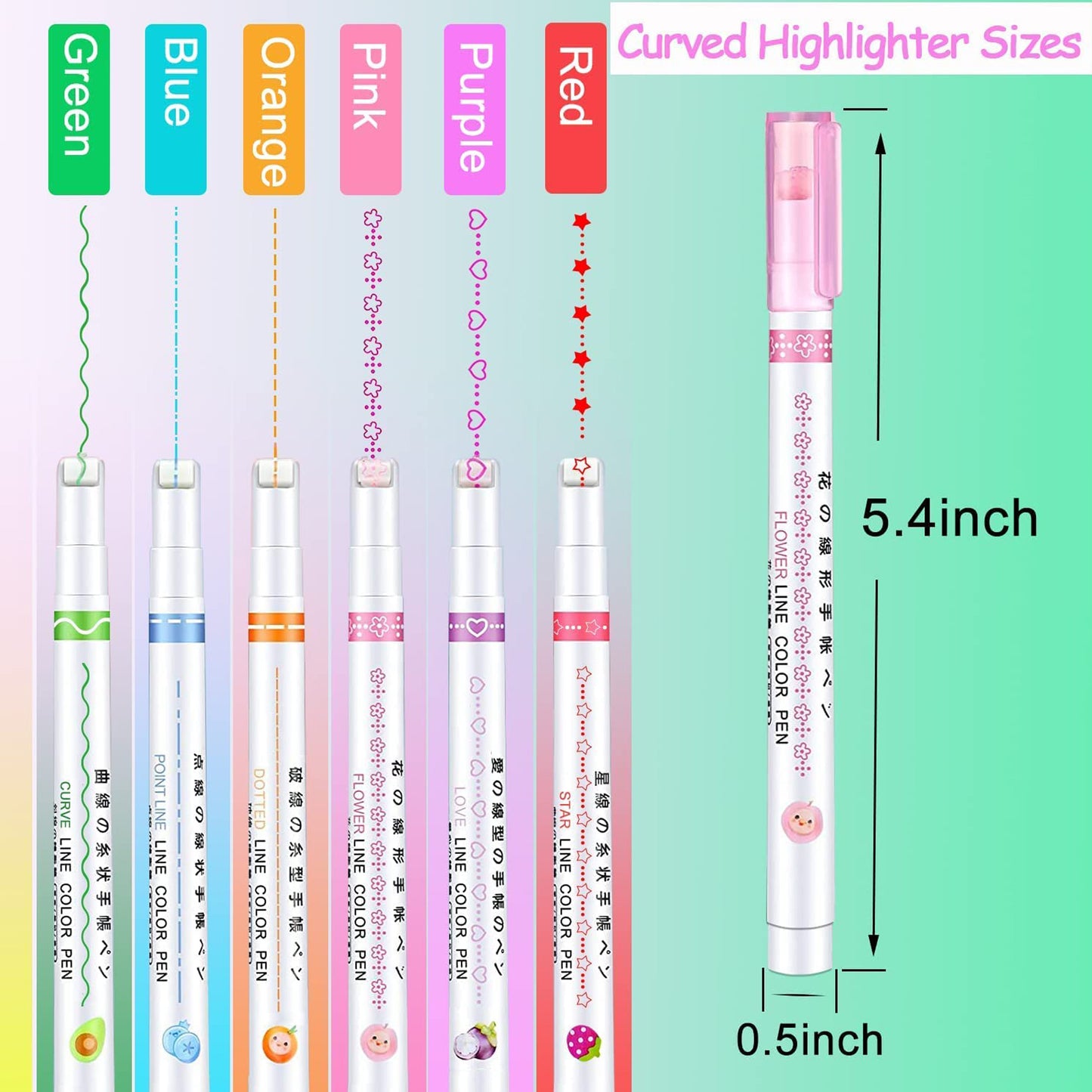 Linear Roller Highlighter Pen Set Art#GW-RH-01