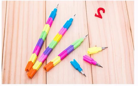 Stacker Swap Pencils (pack of 4) for school students writing , colorful building block pencil for kids as school stationary