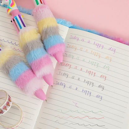 Unicorn on Top 6-in-1 Rainbow Fur Retractable Ballpoint Pen
