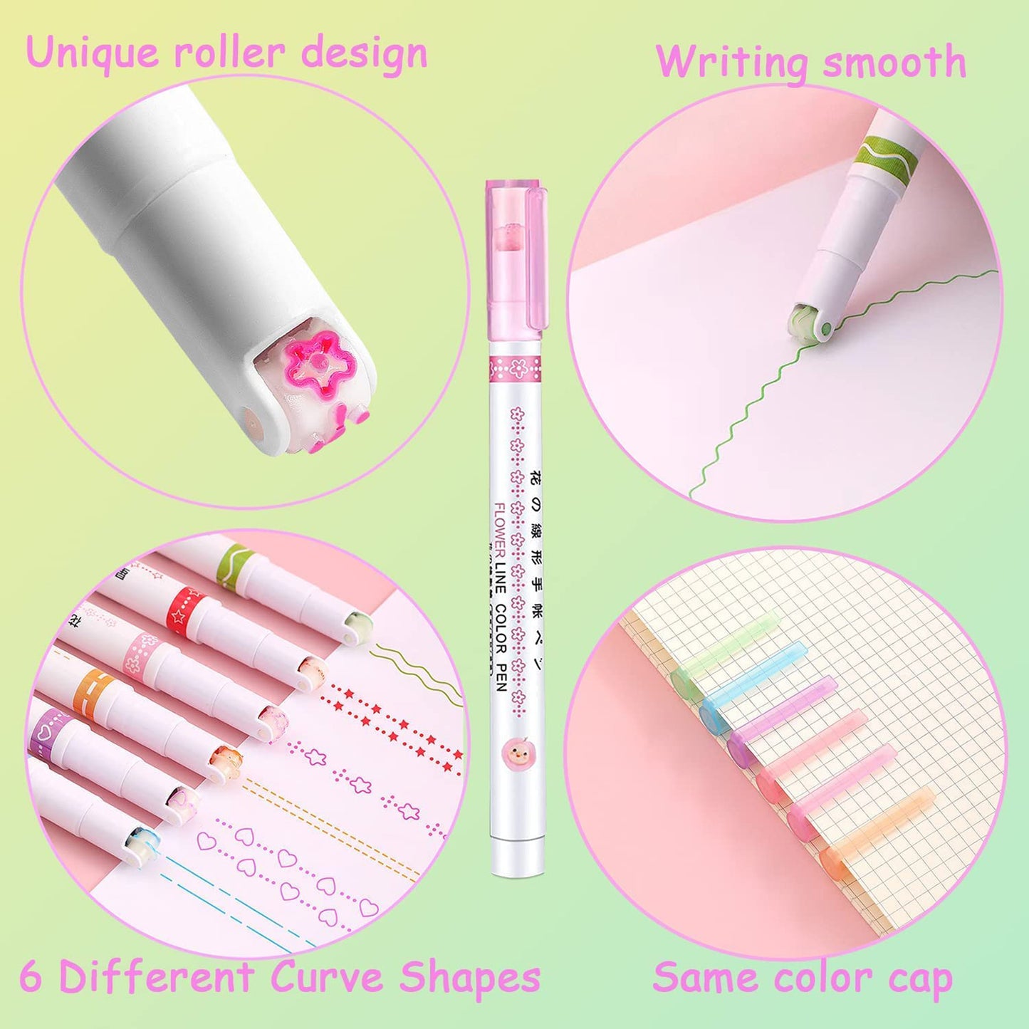 Linear Roller Highlighter Pen Set Art#GW-RH-01