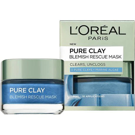 L'Oreal Paris Pure Clay Blemish Rescue Blue Algae Face Mask 50ml